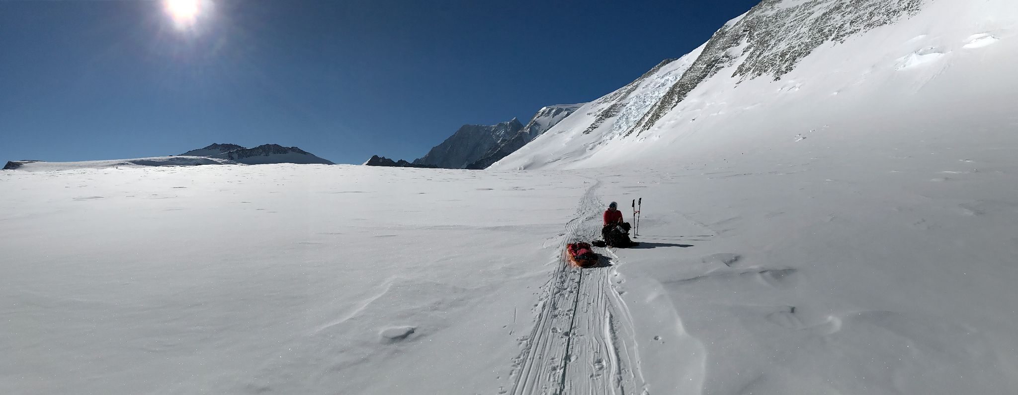 07B Panoramic View Of Knutsen Peak, Mount Epperly And The Ridge Of Mount Shinn And Branscomb Peak As We Take Our Final Rest On The Climb From Mount Vinson Base Camp To Low Camp